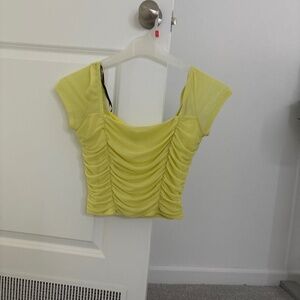 Yellow Ruched Crop Top